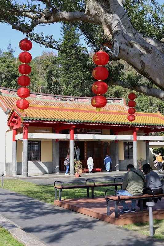 北投行天宮落羽松｜圖書館旁的緋紅庭園，落羽松貼臉，簡直韓劇場景